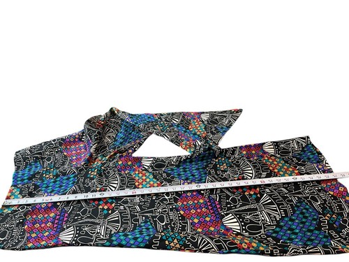 Laura Tanzer 100% Silk Bold Abstract European Cityscape Wide Leg Palazzo Pants L - Picture 6 of 15
