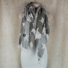 Unbranded Womens Scarf Star Print Double Sided Fringe Hem Metallic Threading