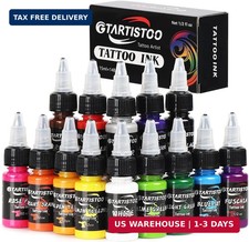 Professional Tattoo Ink Set 14 Colors 15ml Vegan Friendly Pigment 1/2oz