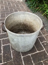 Vintage aluminium pot Garden Planter, Plant Pot, with drilled holes