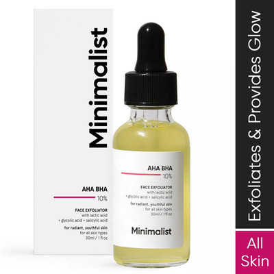 Minimalist AHA BHA 10% Face Exfoliator - 1 Fl Oz: Facial Treatment, Contains Lac
