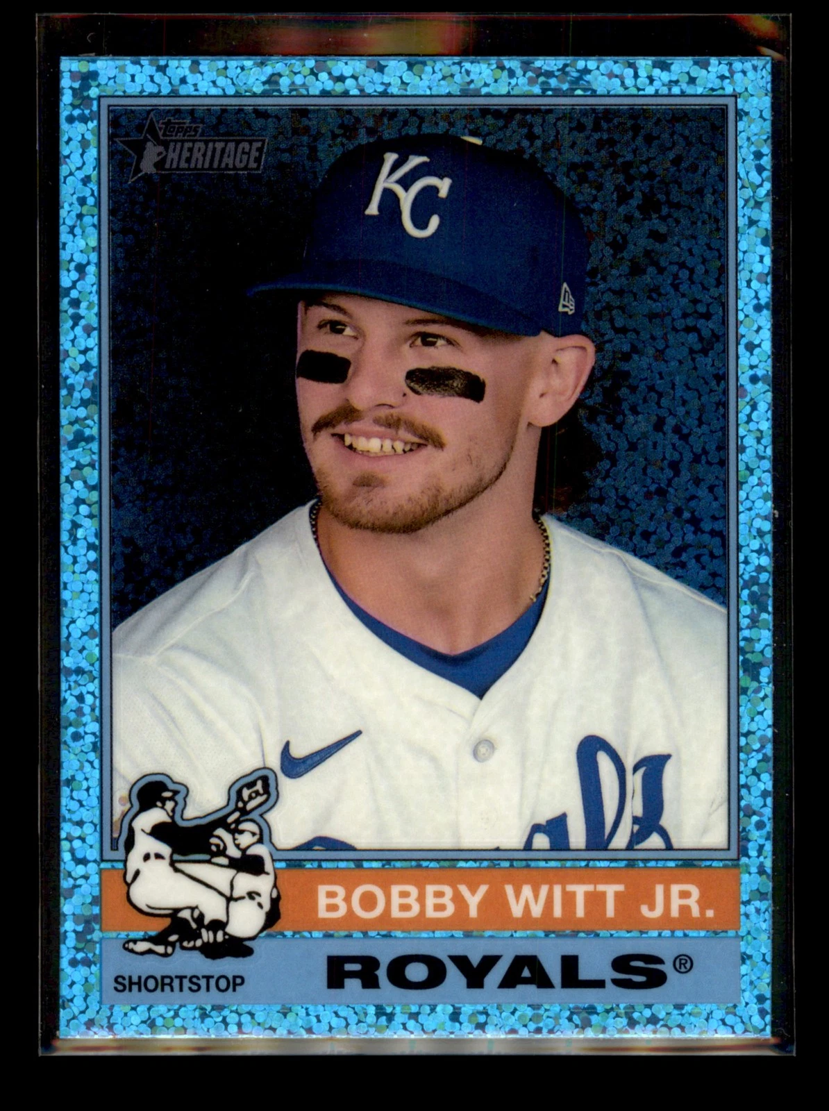 2025 Topps Heritage Chrome Blue Sparkle Refractor #92 Bobby Witt Jr. Royals