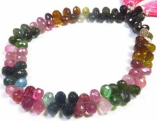 Nuevas cuentas de piedras preciosas facetadas lágrima de turmalina multi natural 8" hilo 6-8 mm GV