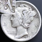 1929-D 10C Mercury Dime FILLED MINT MARK F  (#8198)