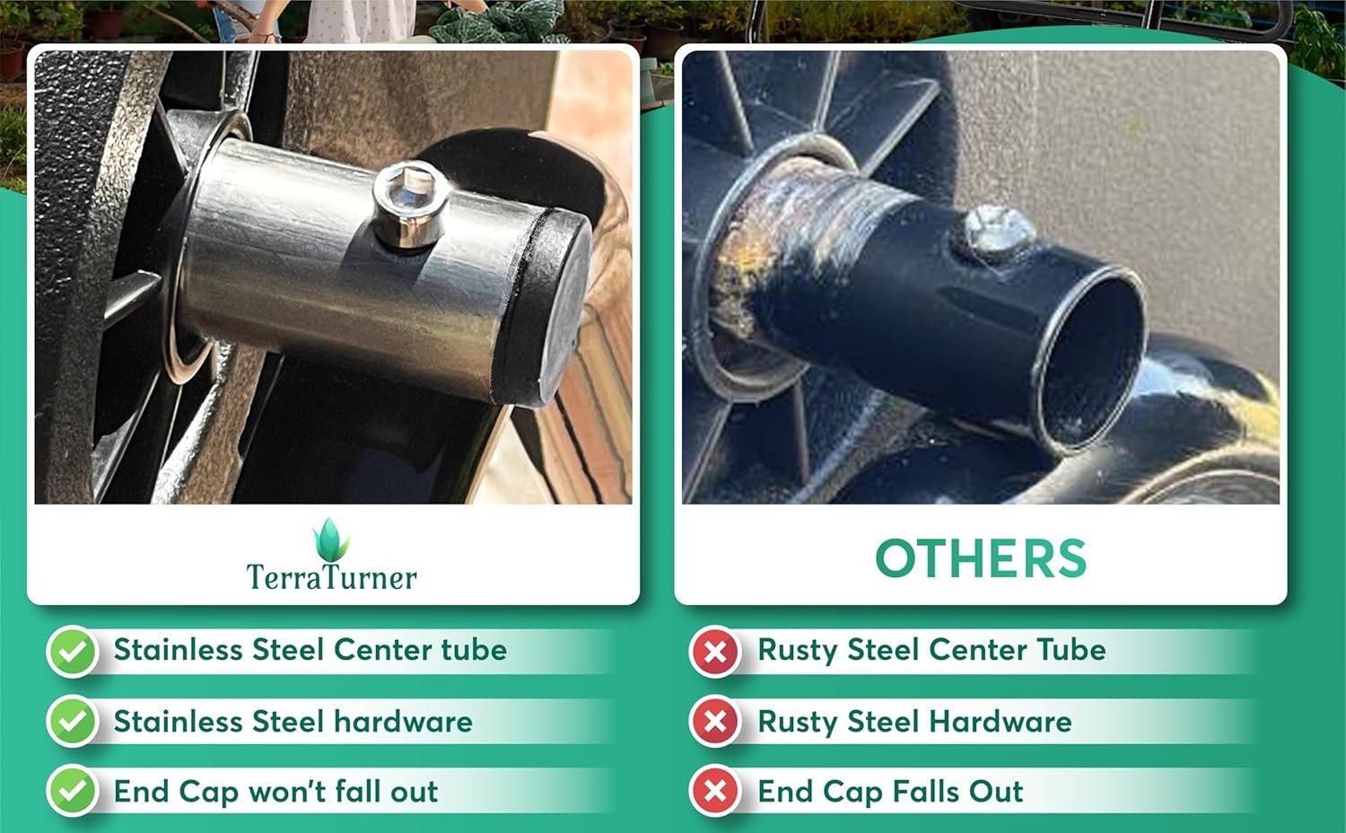 Composter 43 Gallon Twin Chamber Stainless Steel Center Tube Aeration