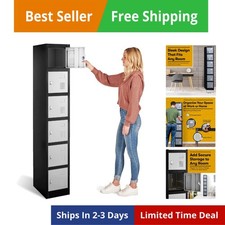 Locker Storage Cabinet - 6 Metal Wall Lockers for School, Gym, Home, Office E...