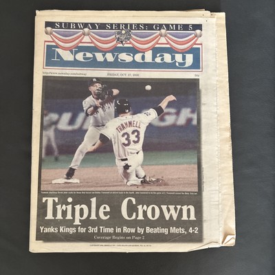 2000 Newsday Yankees Triple Crown Subway Series Cover Newspaper 