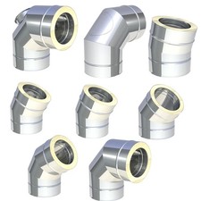 Jeremias DW-FU Bögen 15-90° Schornstein Edelstahl Kamin Aussen doppelwandig Esse
