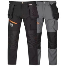 Waterproof Softshell Work Trousers Fleece Lined Stretch Holster Knee Pad Pockets