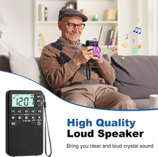 Battery Operated Portable Pocket AM/FM Radio Digital Tuning Loud Speaker Outdoor