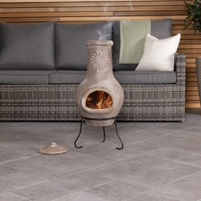 Charles Bentley Outdoor Medium Natural Clay Chiminea Patio Heater