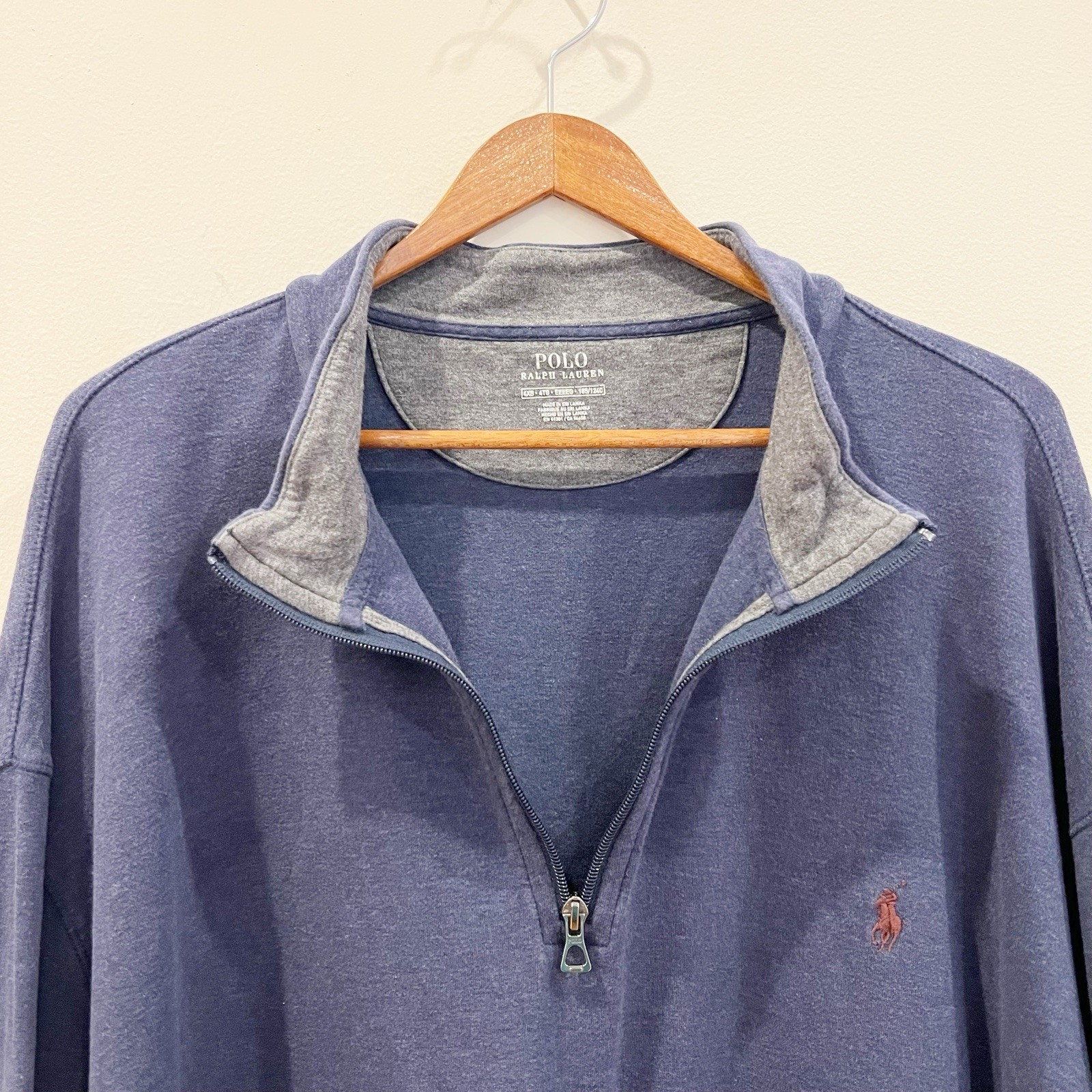 Ralph Lauren Polo Felpa Uomo 4XB Blu 1 4 Zip Pony Logo Classico Preppy