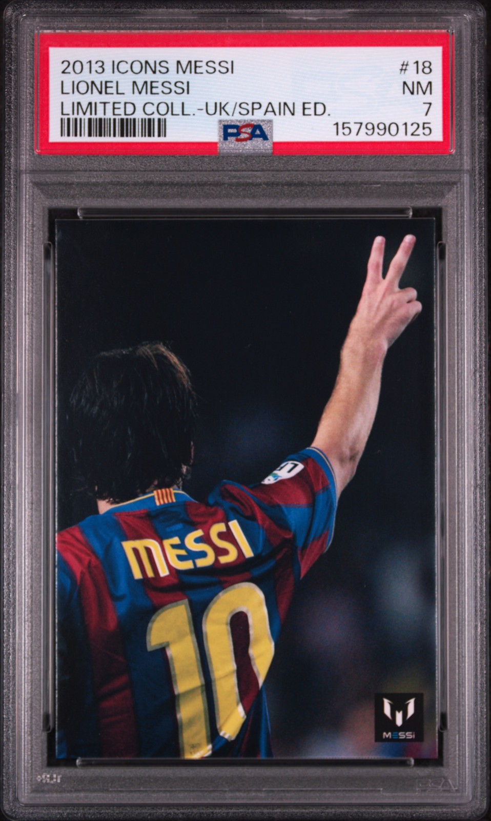 157990125 Lionel Messi 2013 Icons Official Card Collection UK/Spain #18 PSA 7