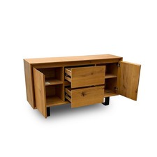 Furniture Village 'Aydin' 2 Door 2 Drawer Side Oak Solid Veneer U-Metal Legs