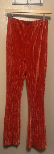 Urban Outfitters Velvet Rosie Flare Bell Bottom Stretch Pant Rust Orange Boho S