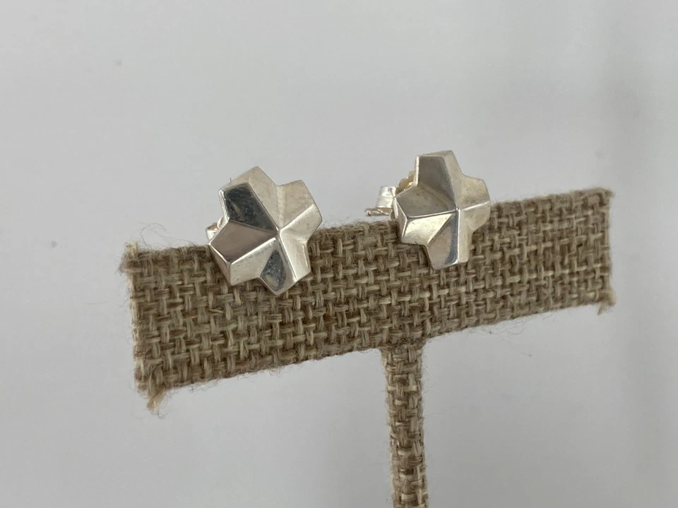 Pendientes Robert Lee Morris Modernistas Geométricos Gruesos Cruz Plata de Ley Foto 2 de 4