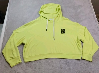 Burn Boot Camp Hoodie Womens XXL Yellow Neon Pullover Pump Cover Soft Gym Logo