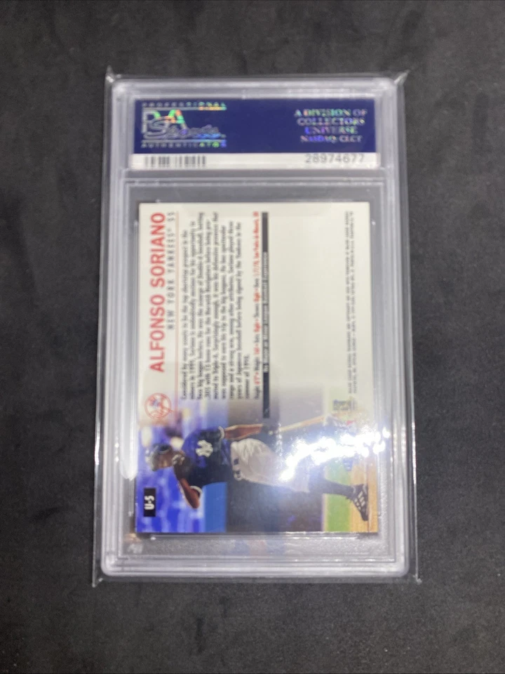 1999 FLEER TRADITION UPDATE ALFONSO SORIANO ROOKIE PSA 10 #U-5 YANKEES MINT NY - Image 2 of 2