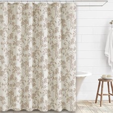 Extra Long Beige Shower Curtain Floral Extra Long 84"L x 72"W Linen Beige