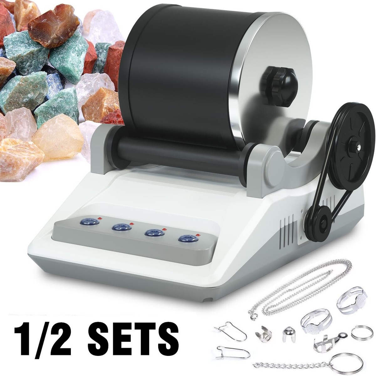 Rock Polisher with Rough Gemstones Rock Tumbler Kit Great Science, Rock