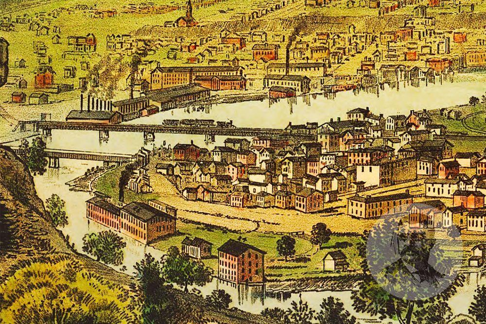 Vintage New Brighton, PA Map 1883 Historic Pennsylvania Art Old