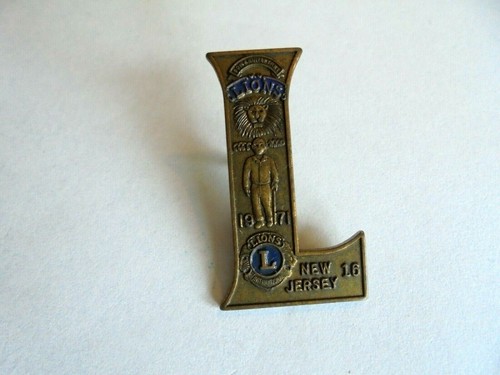 Vintage 1971 New Jersey Lions Club "L" Pin - Foto 1 di 2