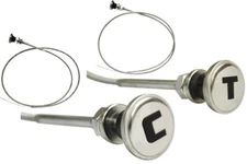 47-53 Chevy/GMC Truck Stainless Throttle & Choke Cable & Knob w/ Black Lettering