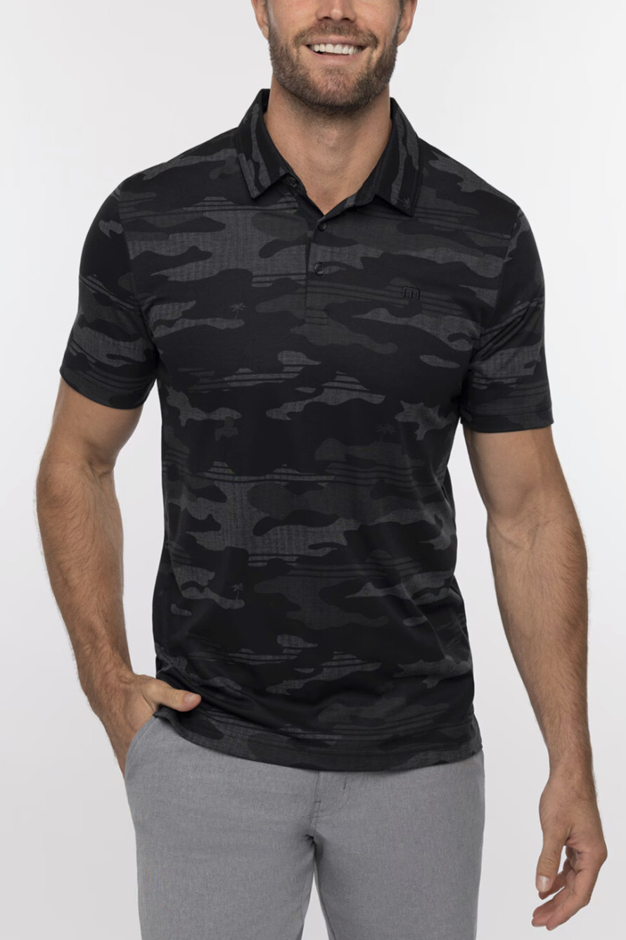 Футболка-поло TRAVIS MATHEW Beachside Stealth Performance Камуфляжная черная Sz 3XL
