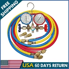 R410A R22 Manifold Gauge Set AC A/C 5FT Color Hose Air Conditioner HVAC 59'' New