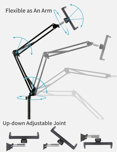 Support Tablette de Sol avec Base 3 kg Support de Bras Pliable à Angle Réglab... - Afbeelding 5 van 6