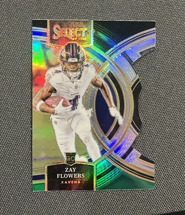 2023 Panini Select - Premier Level #157 Zay Flowers RC Black/Green Prizm Die-Cut