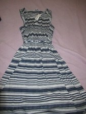 nwt Sonoma blue stripe long length high low dress woman's 2X free ship USA