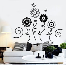 Vinyl Wall Decal Flowers Garden Birds Nature Art Nursery Decor Stickers 1238ig
