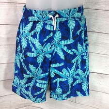 The Childrens Place Boys Palm Tree Swim Trunks, Size XXL 16 Blue Mesh Lining