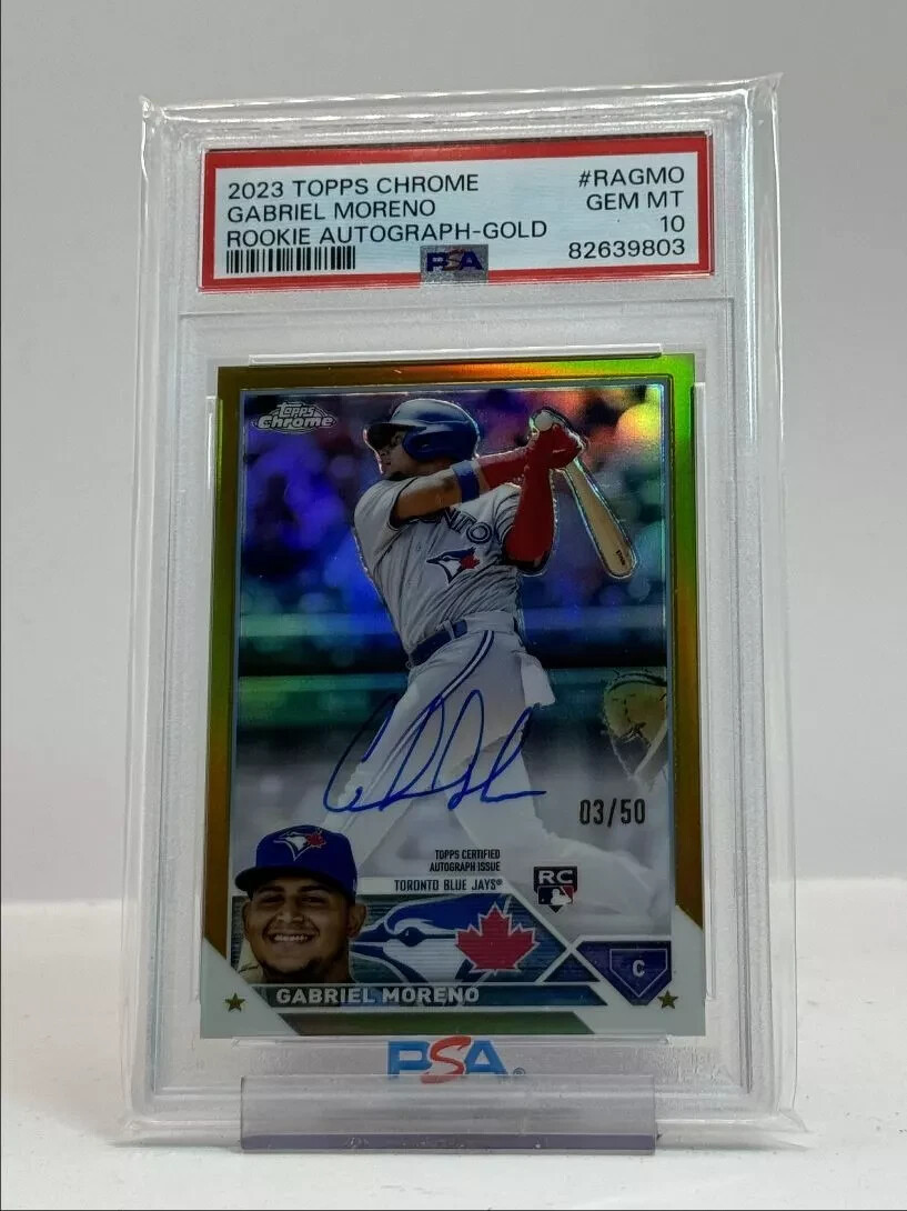GABRIEL MORENO 2023 TOPPS CHROME ROOKIE GOLD RC AUTO 03/50 PSA 10