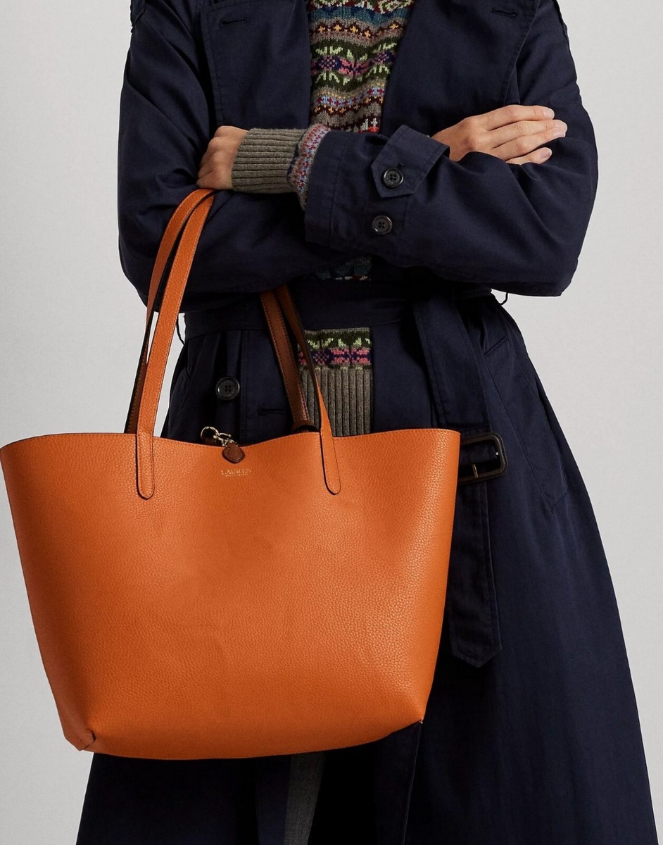 RALPH LAUREN Faux-Leather Reversible Tote Bag Lauren Tan