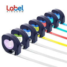 7PK Dymo Letra tag Refills Plastic 12mm Label Tape 16952 91330 91331 91332 91333