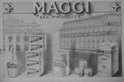  PRESSEWERBUNG 1911 MAGGI SEINE PRODUKTE SUPPE BRÜHE GRANULAT WEIZENCREME