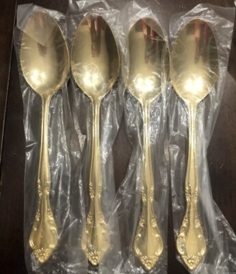 Estia Korea Gold Plated Flatware GOLDEN CASCADE Set Of 4 Teaspoons 6 
