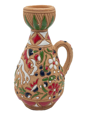 4.5  Vintage Terracotta Vase Spathas Keramik Archagelos Rhodes Grazing Deer