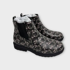 Blowfish Malibu Kids Girls Size 3M Black Floral Print Faux Leather Ride On Boots