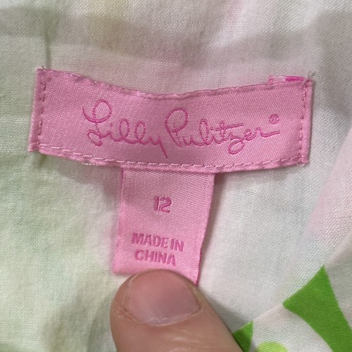 Lilly Pulitzer Fryer Elephant Ear Shift Dress Womens Sz 12 Green Floral Short - Picture 5 of 11