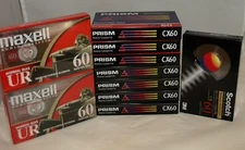 Lot of Blank Sealed Cassette Tapes Mixed Brand Scotch Prism Maxell 