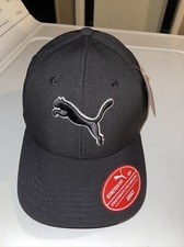 Puma Black/ Silver Evercat Dillon Stretch Fit Cap Hat Curved Bill