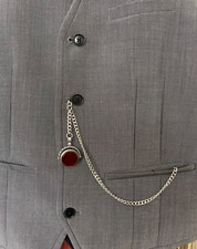 s vintage type single albert silver plated pocket watch chain spinning fob stone