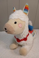 FAO Schwartz Plush Llama Rainbow Red Collar Blue Rolled Blanket Soft Fluffy Baby