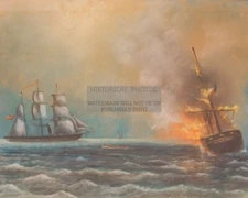 CSS ALABAMA SINKING WHALER VIRGINIA CIVIL WAR NAVAL BATTLE 8X10 PHOTO