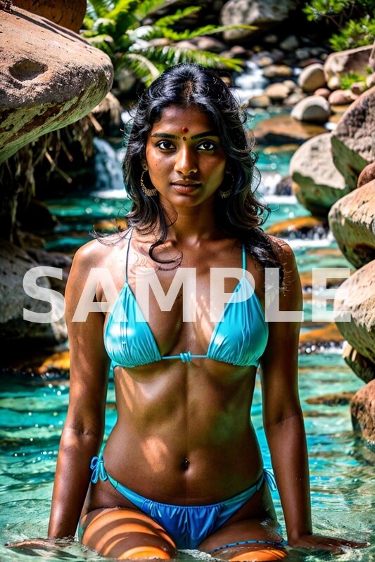 Bikini Indian woman sexy Portrait Fantasy Art Poster Print 11.7x8.3_IAH0082-image