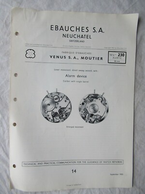 1955 Ebauches Swiss Watch Repairer Technical Info Brochure Tool and Parts #14