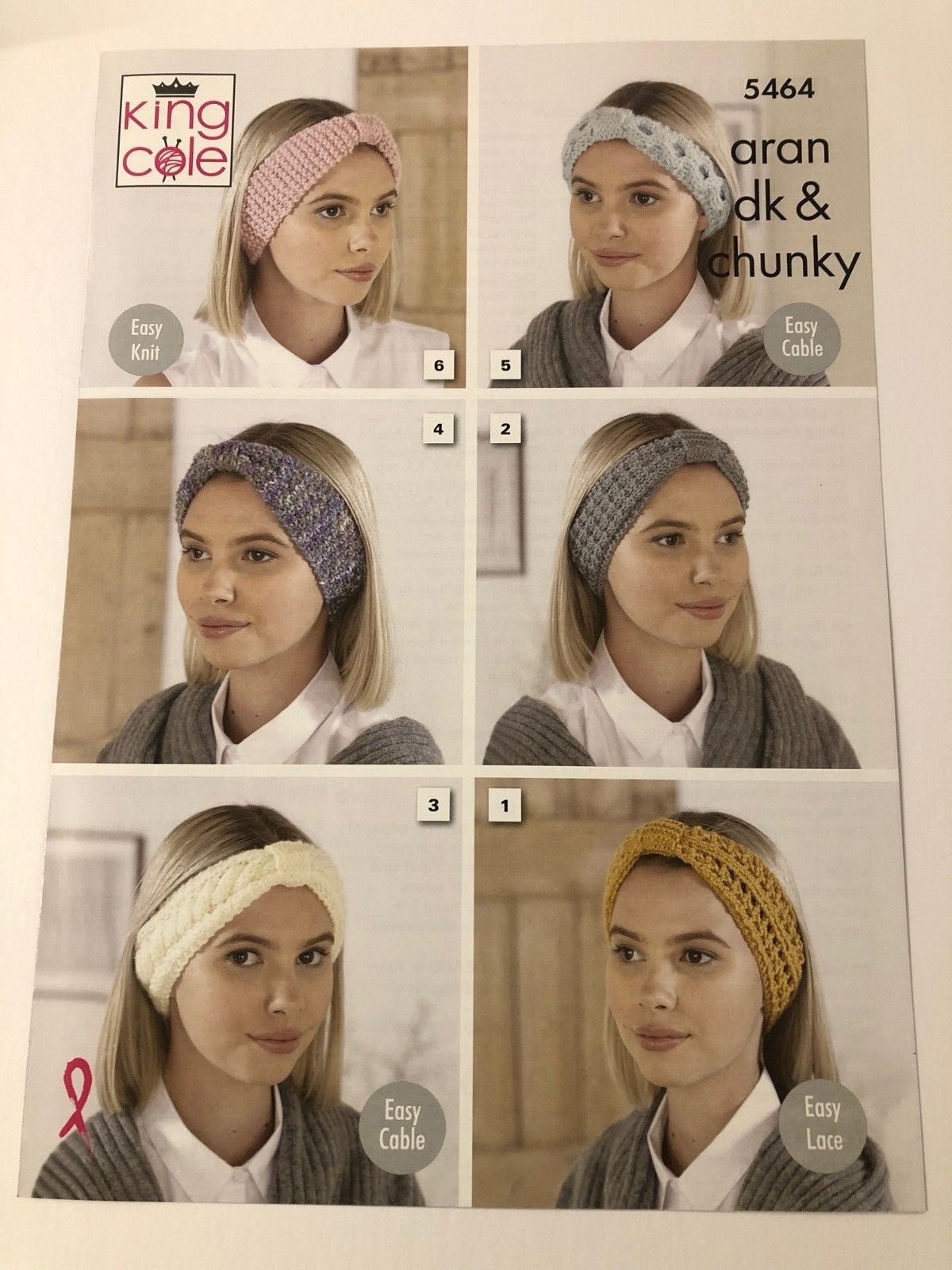 King Cole Aran DK & Chunky Head Band Pattern 5464
